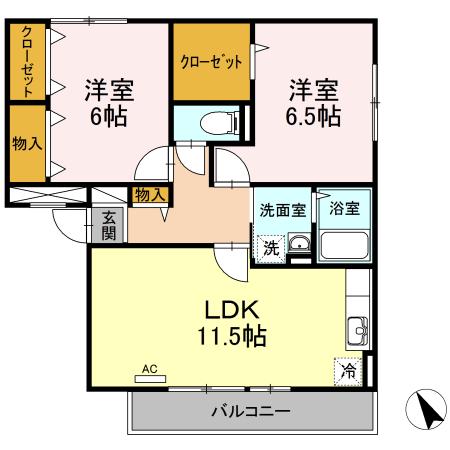 プレミールコート(2LDK/3階)の間取り写真