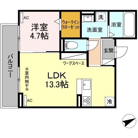 コンフォール白菊(1LDK/2階)の間取り写真