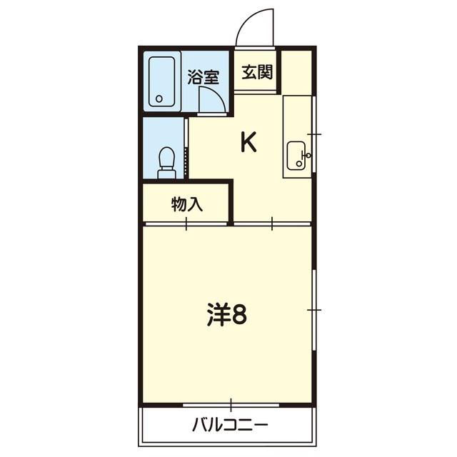 上水前寺Kビル(1K/2階)の間取り写真