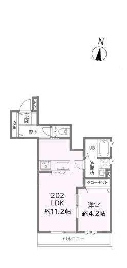 コンフォルディア(1LDK/2階)の間取り写真