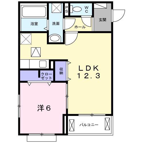 ヴィアソーレ摂津(1LDK/1階)の間取り写真