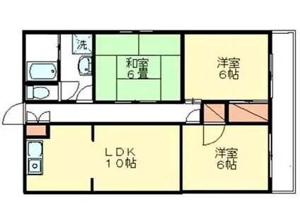総社マンション(3LDK/3階)の間取り写真