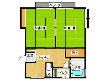 コーポ栗原(2DK/2階)の間取り写真