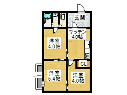 花立小田原アパート(3K/2階)の間取り写真