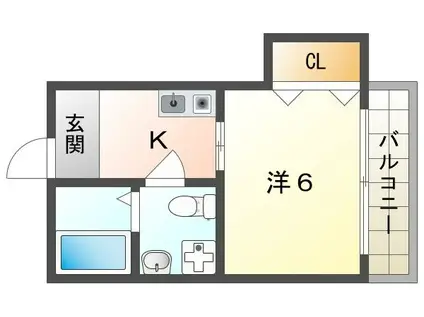 オネストビル(1K/4階)の間取り写真