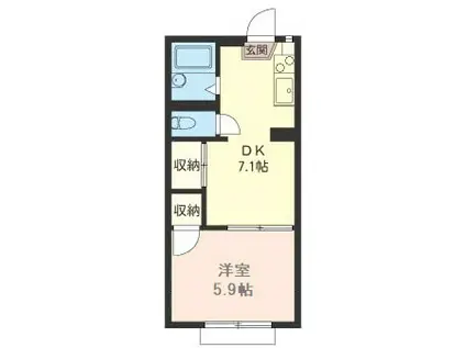 サザンテラスI(1DK/1階)の間取り写真