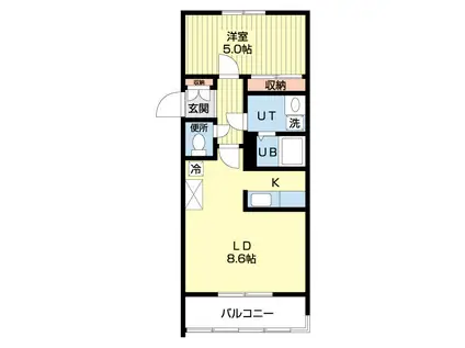 フェアモント山の手(1LDK/4階)の間取り写真