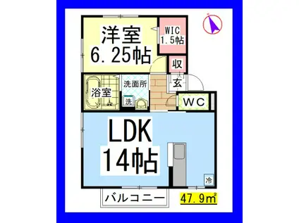 DL ボナールエイト1(1LDK/2階)の間取り写真