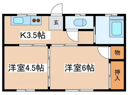 小野アパ-ト2(2K/1階)の間取り写真
