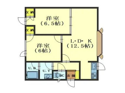 ガーデン川原I(2LDK/2階)の間取り写真