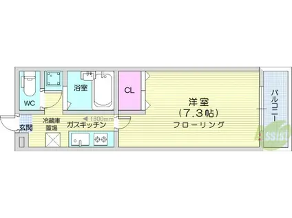 アルクラーラみずほ台(1K/1階)の間取り写真