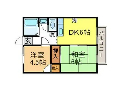 シャトー志紀(2DK/2階)の間取り写真