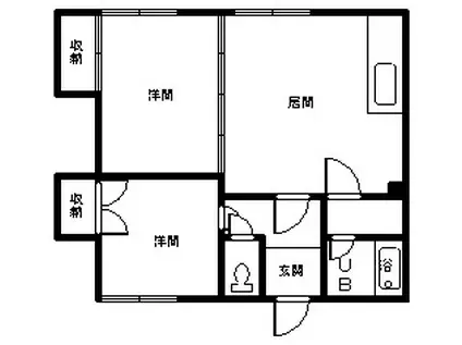 さわやかマンション(2LDK/2階)の間取り写真