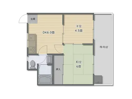 コーポ高倉台(2DK/1階)の間取り写真