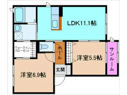 ドルフIII(2LDK/2階)の間取り写真