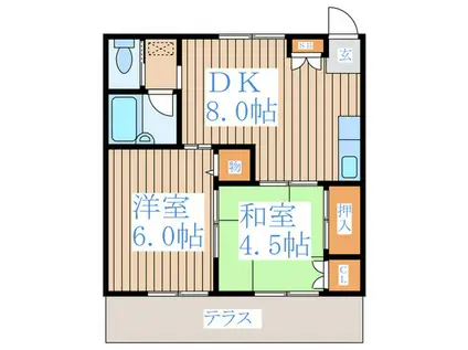ドリームビラ高尾(2DK/1階)の間取り写真