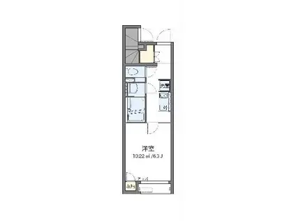 クレイノKAGOHARAII(1K/1階)の間取り写真