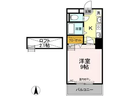ロイヤルキャビン井坂(1K/1階)の間取り写真