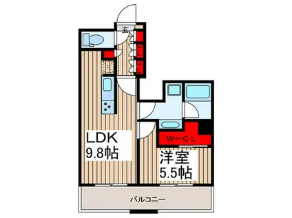 ザ・パークハビオ木場(1LDK/2階)の間取り写真