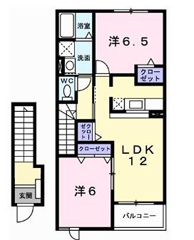 フィールドパレスV(2LDK/2階)の間取り写真