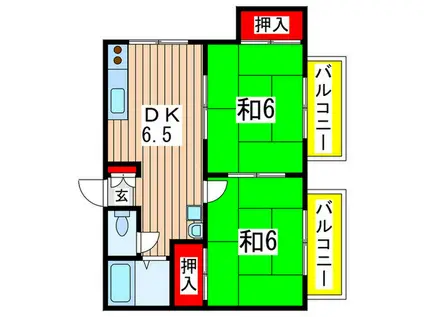 徳山ハイツ(2DK/2階)の間取り写真
