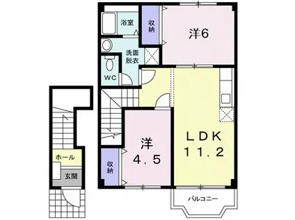 プレミール・メゾン沖代I(2LDK/2階)の間取り写真