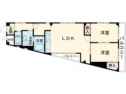 リーブルーノ井(2LDK/3階)の間取り写真