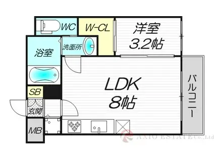 LEON新大阪(1LDK/8階)の間取り写真