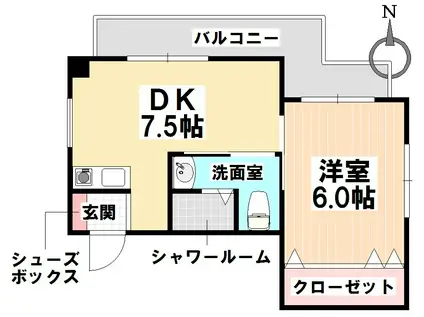 プロビデンス富士(1DK/2階)の間取り写真