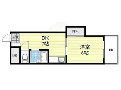 東中島第1土井マンション(1DK/3階)の間取り写真