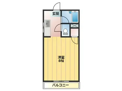 ビッグバーンズマンション三和(ワンルーム/4階)の間取り写真