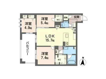 ロゼール(3LDK/1階)の間取り写真