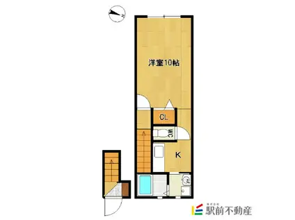 ツインリーフ(1K/2階)の間取り写真