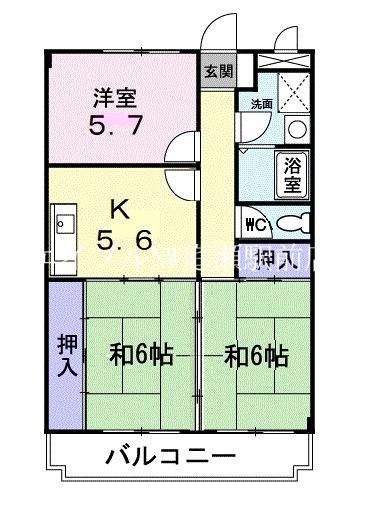 ニューマリッチ笹沖(3DK/3階)の間取り写真