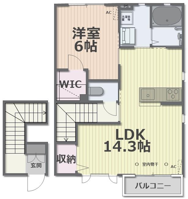 エストコート(1LDK/2階)の間取り写真