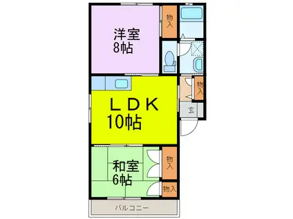 リベラルタウン(2LDK/2階)の間取り写真