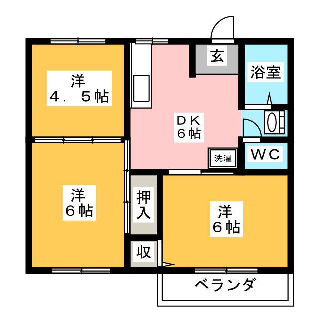 ジュネスよこわ(3DK/2階)の間取り写真