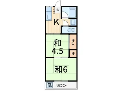 鎌倉コーポ(2DK/2階)の間取り写真