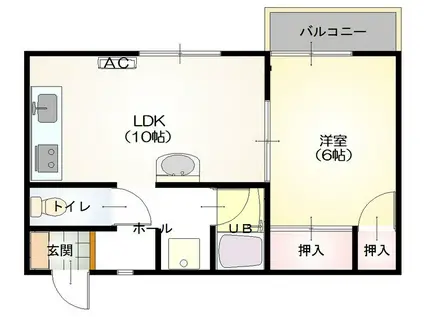 ドリームハーモニー(1LDK/2階)の間取り写真