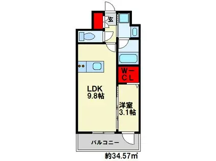 デザイナープリンセス旦過(1LDK/8階)の間取り写真