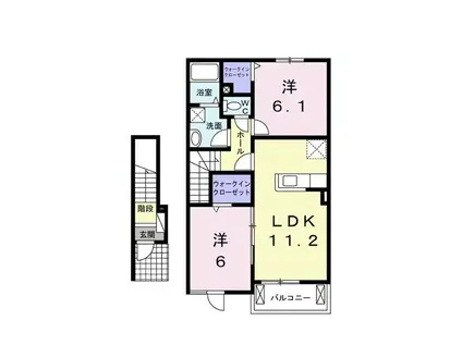 サニーサイド レジデンス(2LDK/2階)の間取り写真