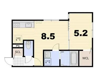 クロノ クライス(1LDK/3階)の間取り写真