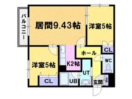 JMMS新光参番館(2LDK/4階)の間取り写真