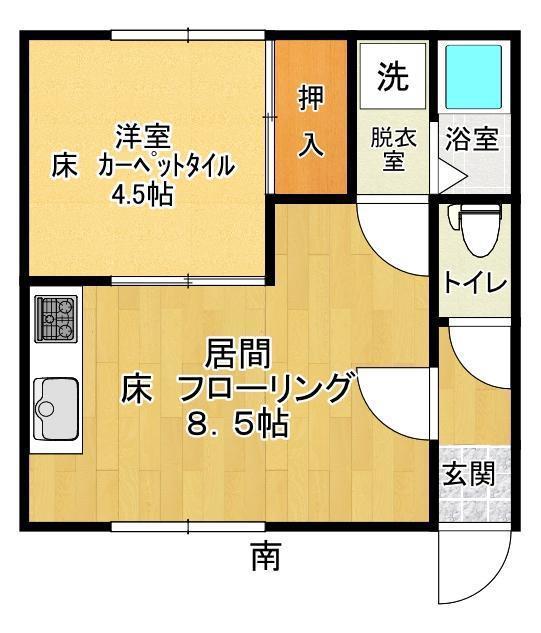 MS HOUSE(1DK/1階)の間取り写真
