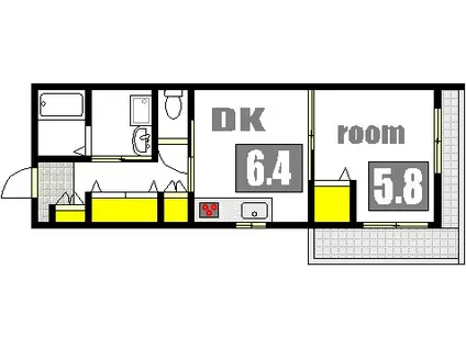 サンセベリア幸(1DK/1階)の間取り写真