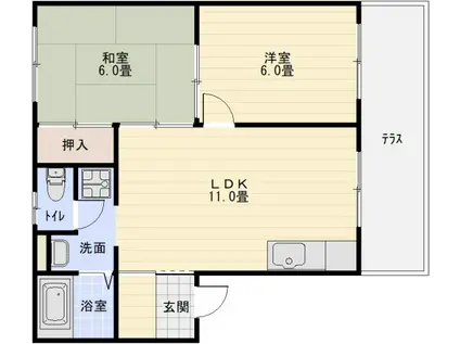レグルスM(2LDK/1階)の間取り写真