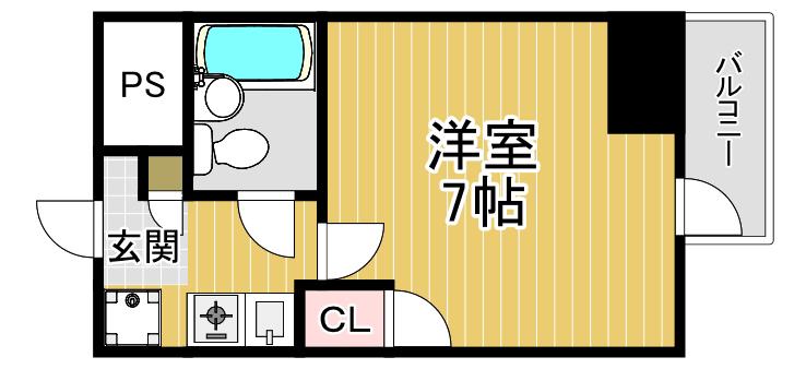 リーガル塚本III(1K/4階)の間取り写真