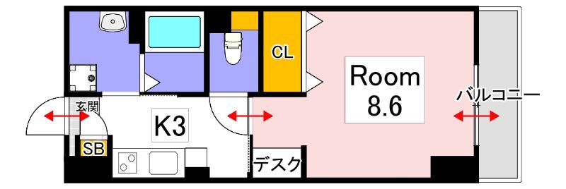8LEAF大元(1K/6階)の間取り写真