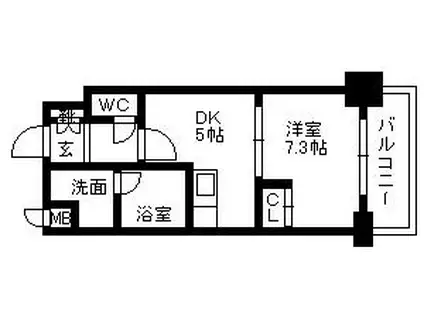 パークサイド加治屋町(1DK/4階)の間取り写真