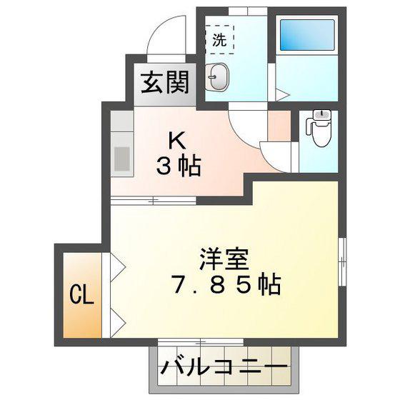 アンフィニII(1K/1階)の間取り写真